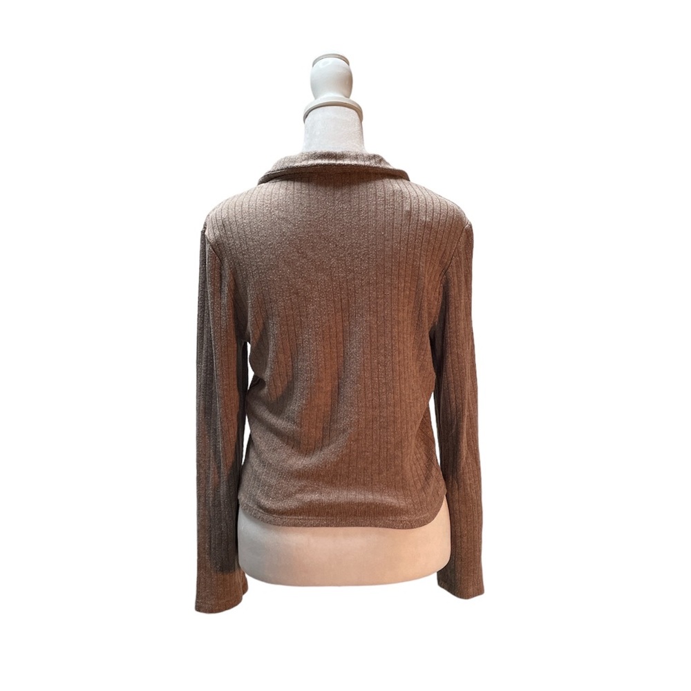 Zara Mauve Long Sleeve Button Front Waist Length Sweater with Collar Size Medium - Picture 3 of 10
